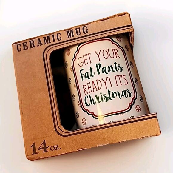 Christmas Mug, GET YOUR FAT PANTS READY IT'S CHRISTMAS, Funny 14oz Boxed GIFT - Picture 1 of 15
